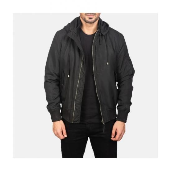 Hanklin Black Hooded Bomber Jacket