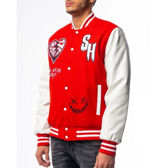 Heart Break Red Letterman Varsity Jacket