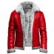 Holiday Christmas Red A2 Bomber Aviator With Artificial Fur Collar Genuine Leather Jacket