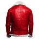 Holiday Christmas Red A2 Bomber Aviator With Artificial Fur Collar Genuine Leather Jacket