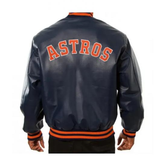 Houston Astros Blue Leather Jacket