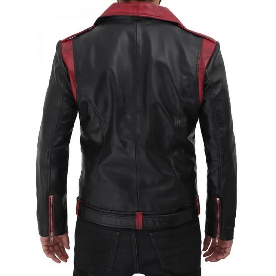 Jimmy Mens Black and Maroon Moto Jacket