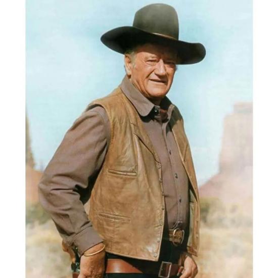 John Wayne Brown Leather Vest