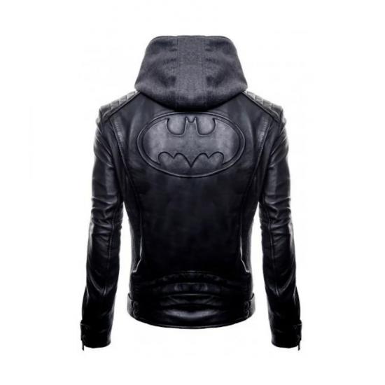 Justice League Gotham Outlaw Batman Leather Jacket / Hood