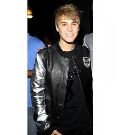 Justin Bieber Black And Silver Varsity Jacket