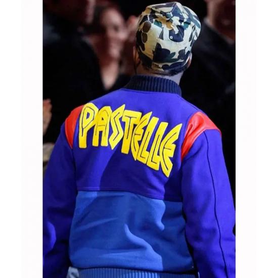 Kanye West Pastelle Varsity Blue Wool Jacket