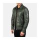 Lavendard Green Leather Biker Jacket