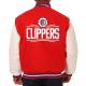 Los Angeles Clippers Varsity Red and White Wool/Leather Full-Snap Jacket