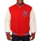 Los Angeles Clippers Varsity Red and White Wool/Leather Full-Snap Jacket