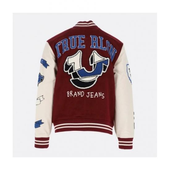 True Religion Maroon Varsity Jacket Unveiled